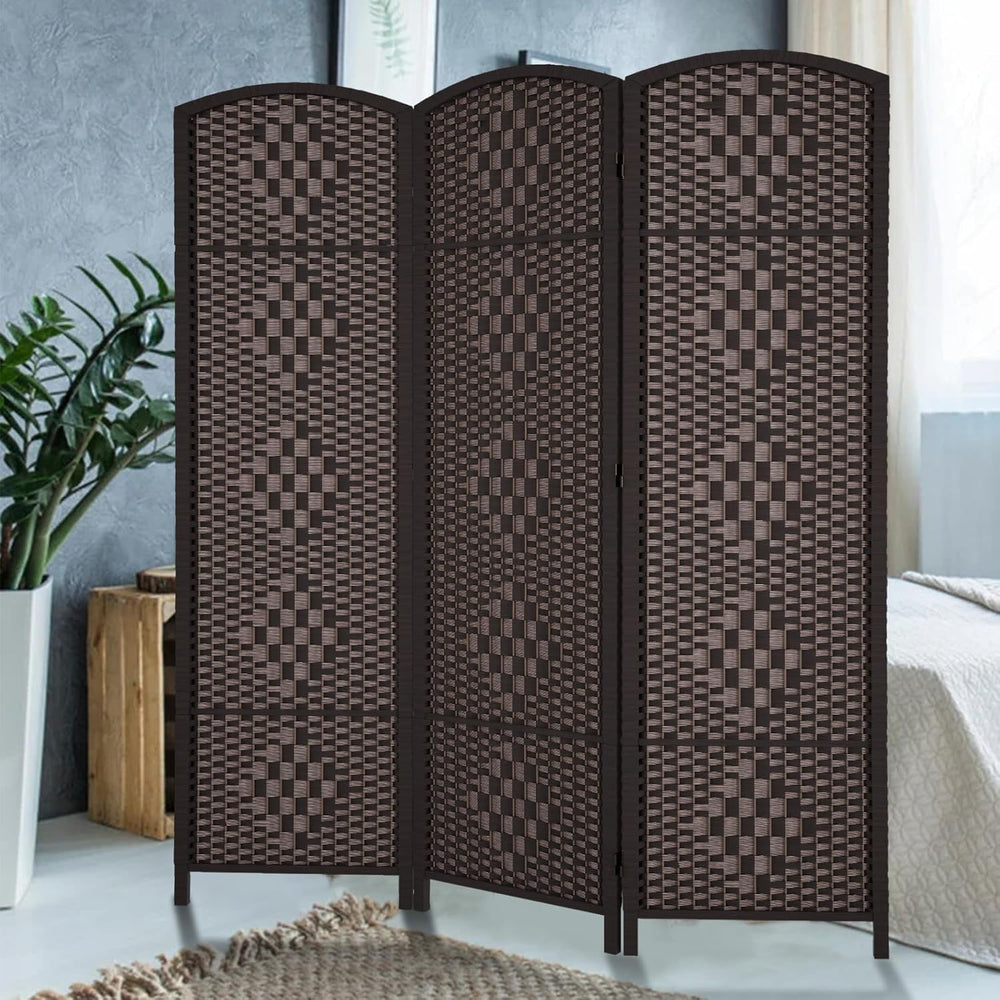 RHF Room Divider Panel,3 Panel Partition Room Dividers Screen, Dark Coffee