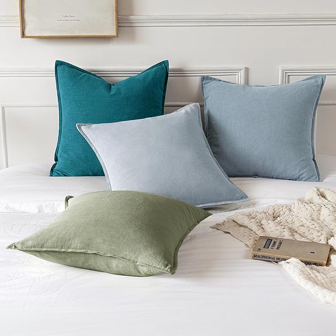 MIULEE Decorative Linen Pillow Covers 20x20 Inch Sage Green ​Boho Farmhouse​ - Image 5