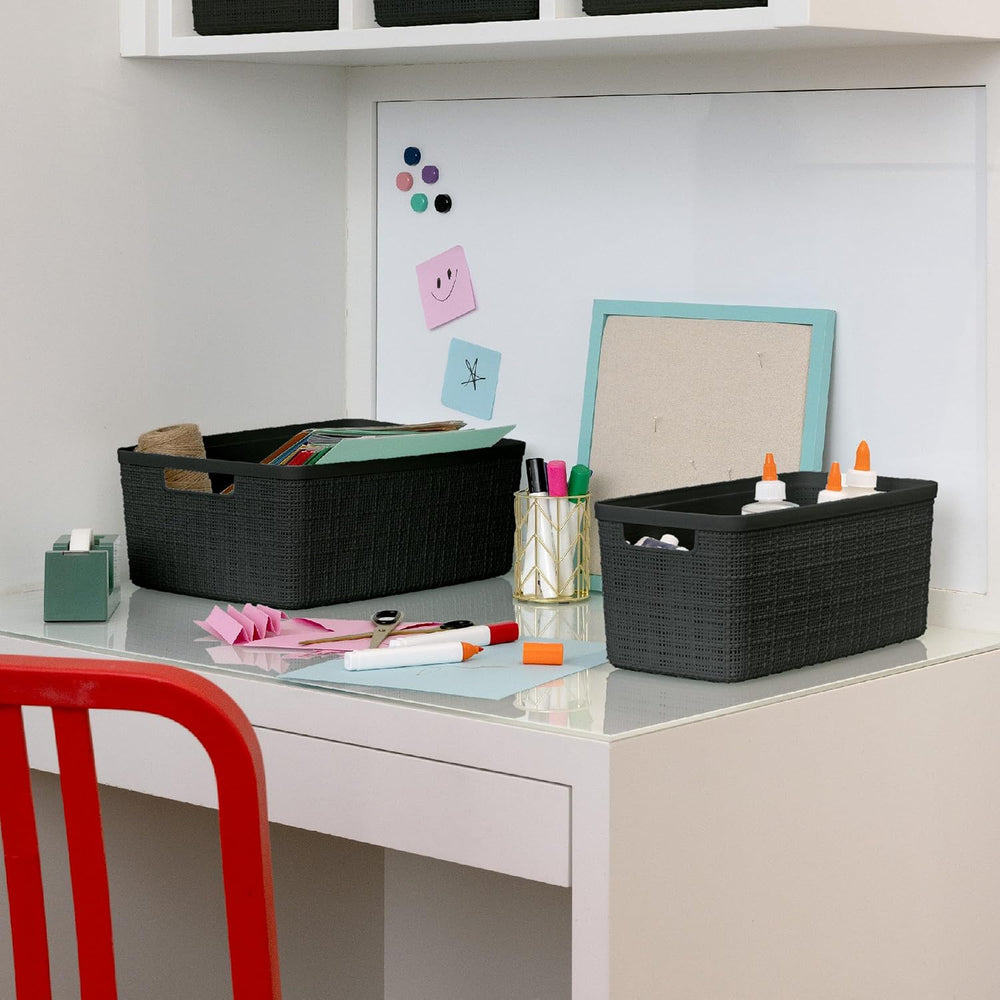 Curver Set of 6 Medium 12L Jute Decorative Plastic Organization and Storage B...