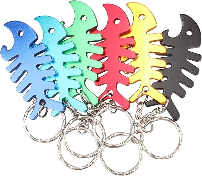 SWATOM Fish Bone 6PCS Bottle Opener Keychain Beer Openers Tool Key Chain Ring by SWATOM