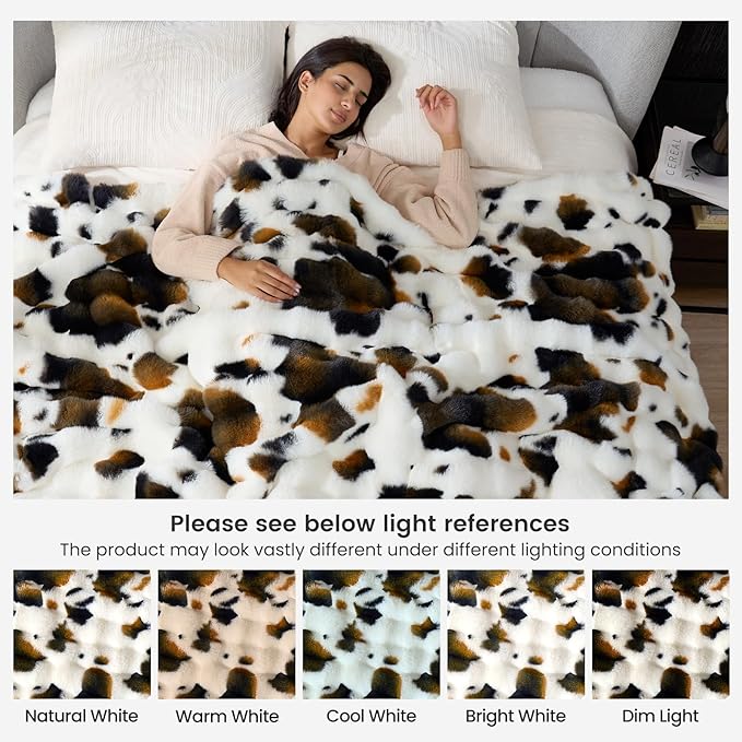 Cozy Bliss Cow Print Faux Fur Throw Blanket - Image 9