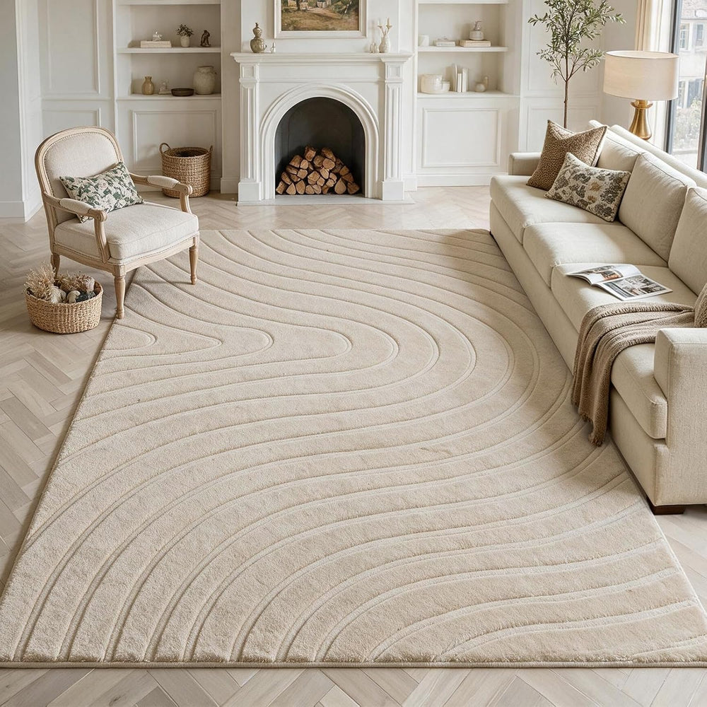 famibay 6x9 Area Rugs for Living Room Bedroom, Modern Washable Rug, Beige