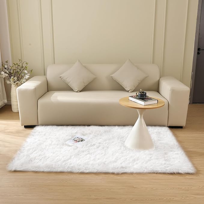 ORINOVA White Shag Washable Area Rugs - Image 2