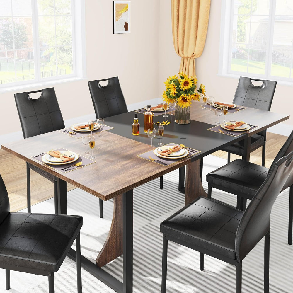 chartustriable 7PCS Dining Table Set with 6 Chairs for 4 5 6 People, 71"...