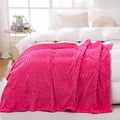 Puncuntex Hot Pink Throw Blanket 108"×90" inches Fuzzy 3D Jacquard Decorative by Puncuntex