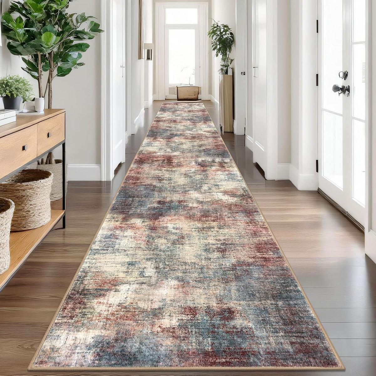 IOHOUZE Abstract Runner Rug 3x20 Ft Extra Long Washable Runners