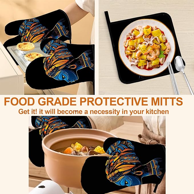 Black Women Oven Mitts & Potholder Set of 4 - Image 5