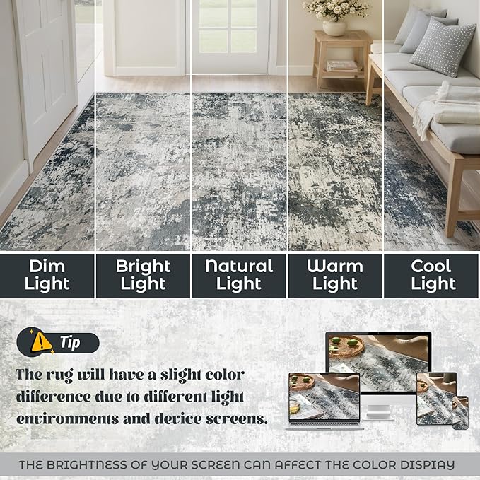 9x12 Area Rug for Living Room, Washable Modern Abstract Large Area Rug Neutral - Image 8