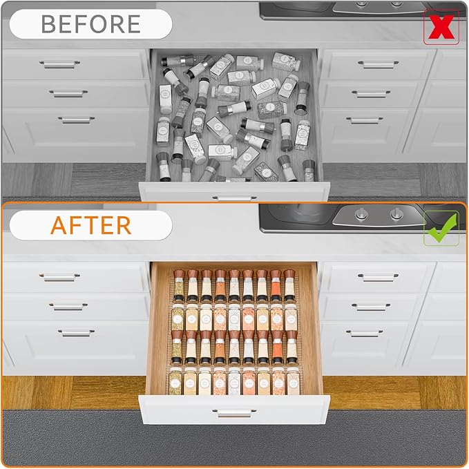 Yieach 4 Pack Adjustable Narrow In Drawer Spice Organizer - Image 7