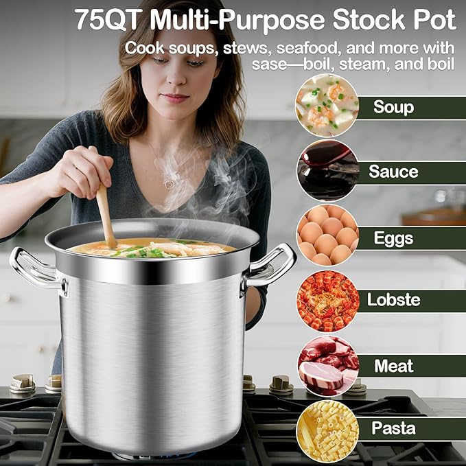 Large Stock Pot -75QT Stainless Steel Stockpot - Image 4