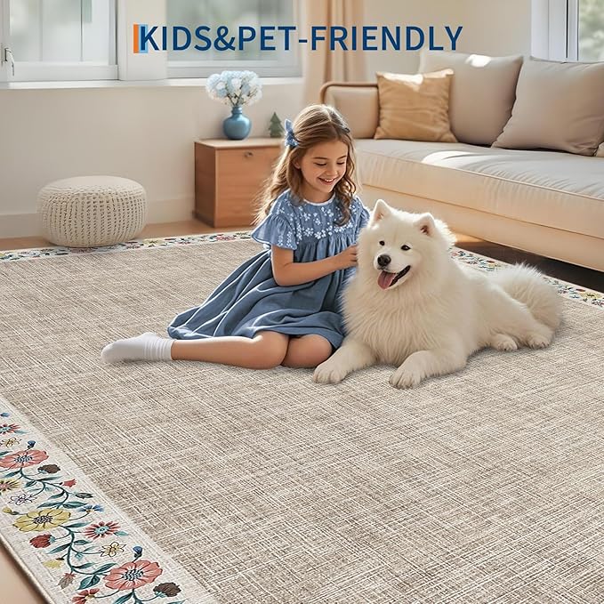 GarveeHome Washable Area Rugs for Bedroom 5x7 Living Room Modern Floral Throw - Image 7