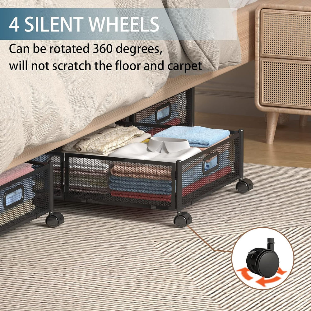 Under Bed Storage Containers, Shoe Storage With Wheels, Foldable Bedroom Stor...