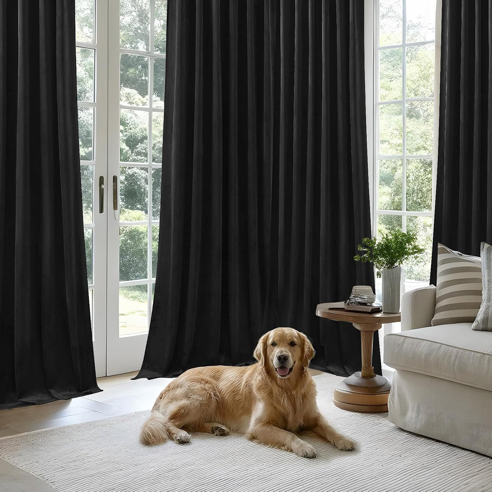 Black Curtains Blackout Velvet 84 Inch Long for Bedroom Living Room