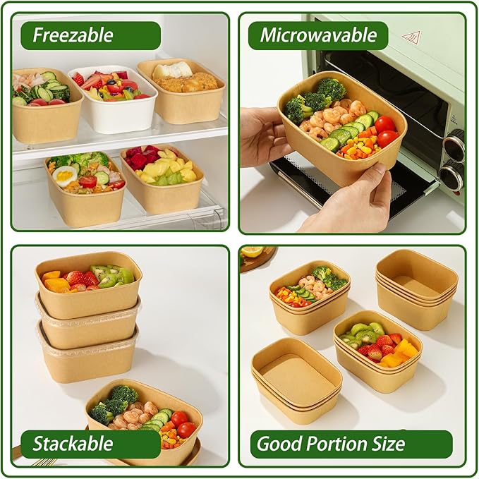 DI QIU REN 50-Pack 22oz Paper Bowls, Disposable Food Containers - Image 3