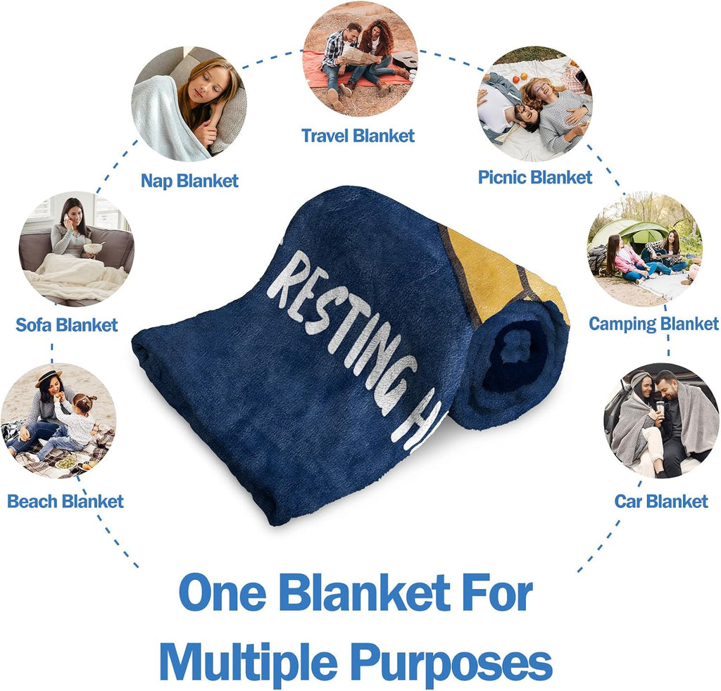 Funny Grandpa Birthday Gifts, Grandpa is Not Sleeping Blanket | Grandpas Gift from Grandkids, Super Soft Throws Blanket for Napping, Promoted to Grandpas Gifts, 60" x 80" (Navy Blue)