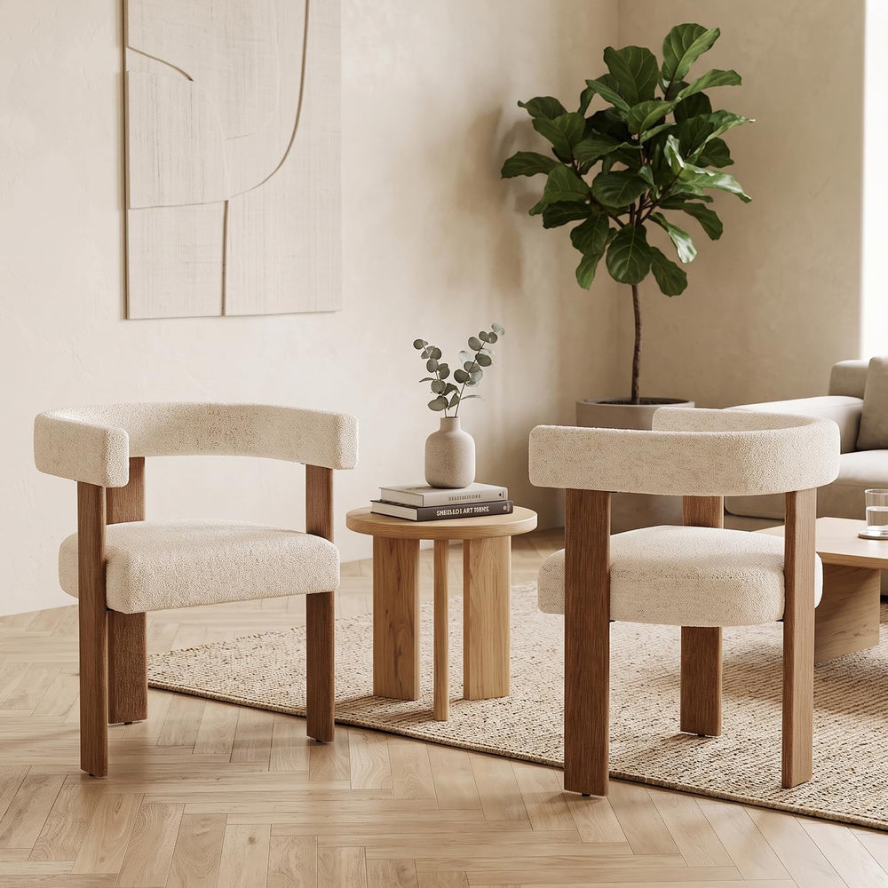 Gaussen Boucle Dining Chairs Set of 2, Mid Century Modern Dining Room Chairs ...