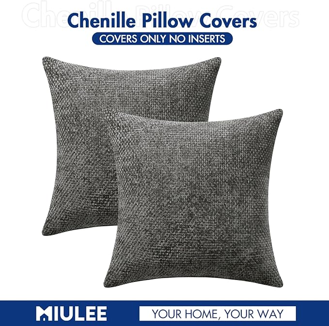 MIULEE Pack of 2 Couch Throw Pillow Covers 16x16 Inch Dark Gray Modern Boho - Image 7