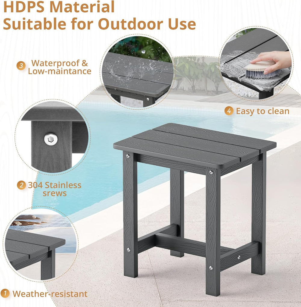 LUE BONA Outdoor Side Table, HDPS Small Outdoor Adirondack Side Tables, Outsi...