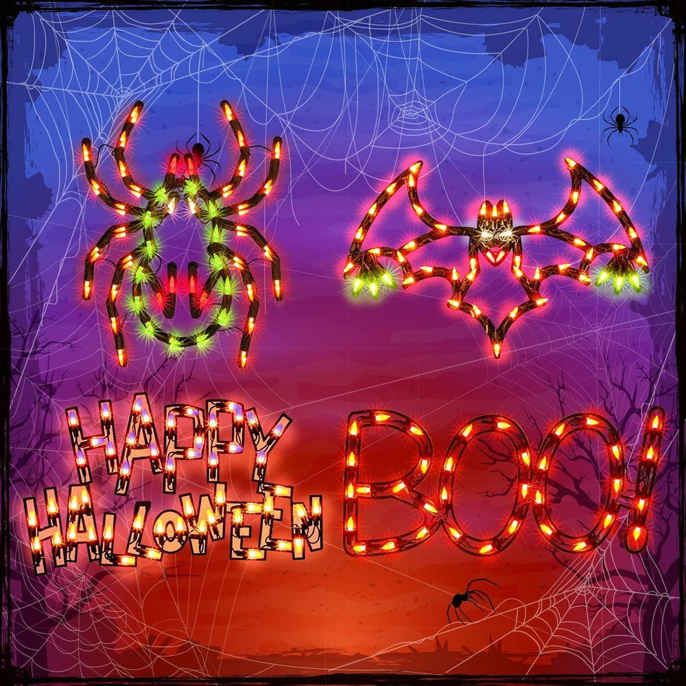 LAMPHOME Halloween Decorations Window Silhouette Holiday Displays, Lighted Bo...