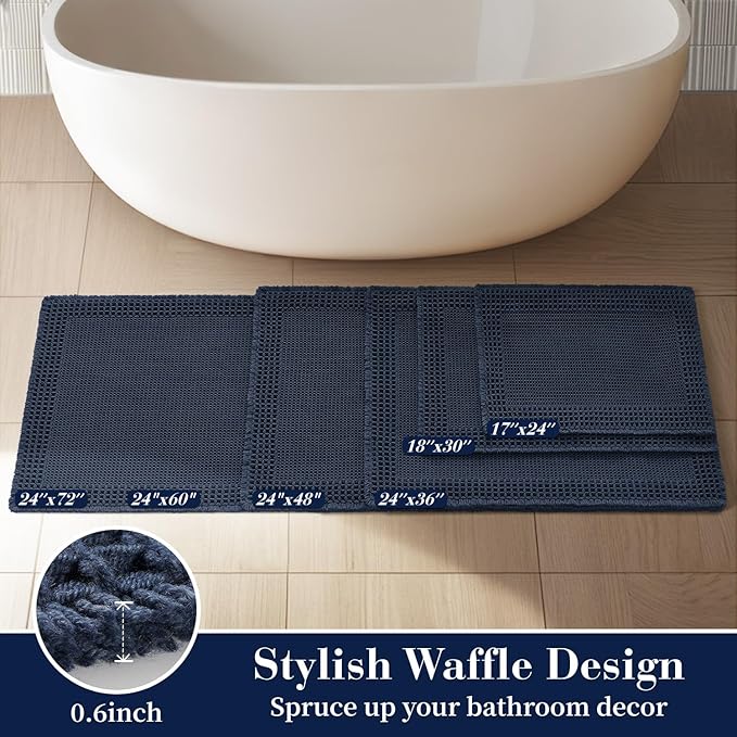 RESARE Waffle Bath Mat for Bathroom, Super Absorbent Bathroom Rugs Non Slip - Image 5