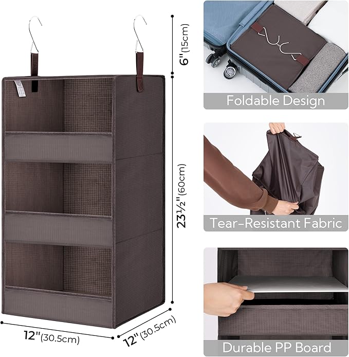 GRANNY SAYS 3-Shelf Closet Organizers and Storage, Foldable Hanging Closet - Image 3