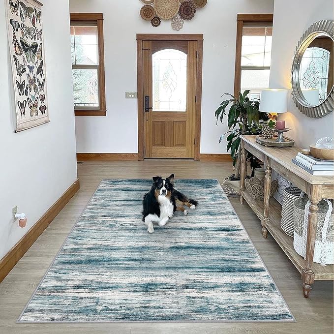 KOZYFLY Washable Area Rug 5x7 Modern Ombre Living Room Thin Rug Non-Slip Soft - Image 7