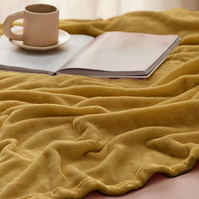 Bedsure GentleSoft Fleece Throw XL Blanket Yellow - Image 5