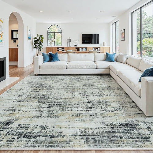 10x12 Area Rugs for Living Room Washable Rug: Anti-Skid Abstract Modern Living by Crority