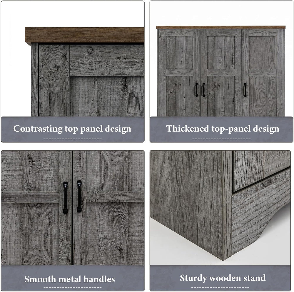 Yechen 62" Wooden Armoire Wardrobe Closet with 3 Doors & 2 Drawers, ...