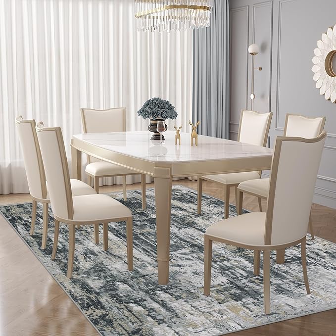 5x7 Area Rugs for Living Room, Washable Modern Abstract Large Area Rug Neutral - Image 5