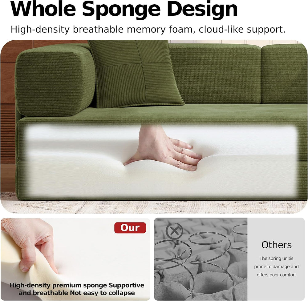 MoonSpeak 78.8'' Futon Sofa Bed, Boneless Couches for Living Room