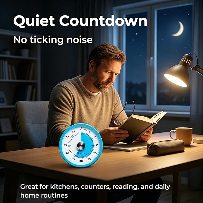 Searon Magnetic Visual Kitchen Timer, 60 Minute Countdown Timer - Image 7