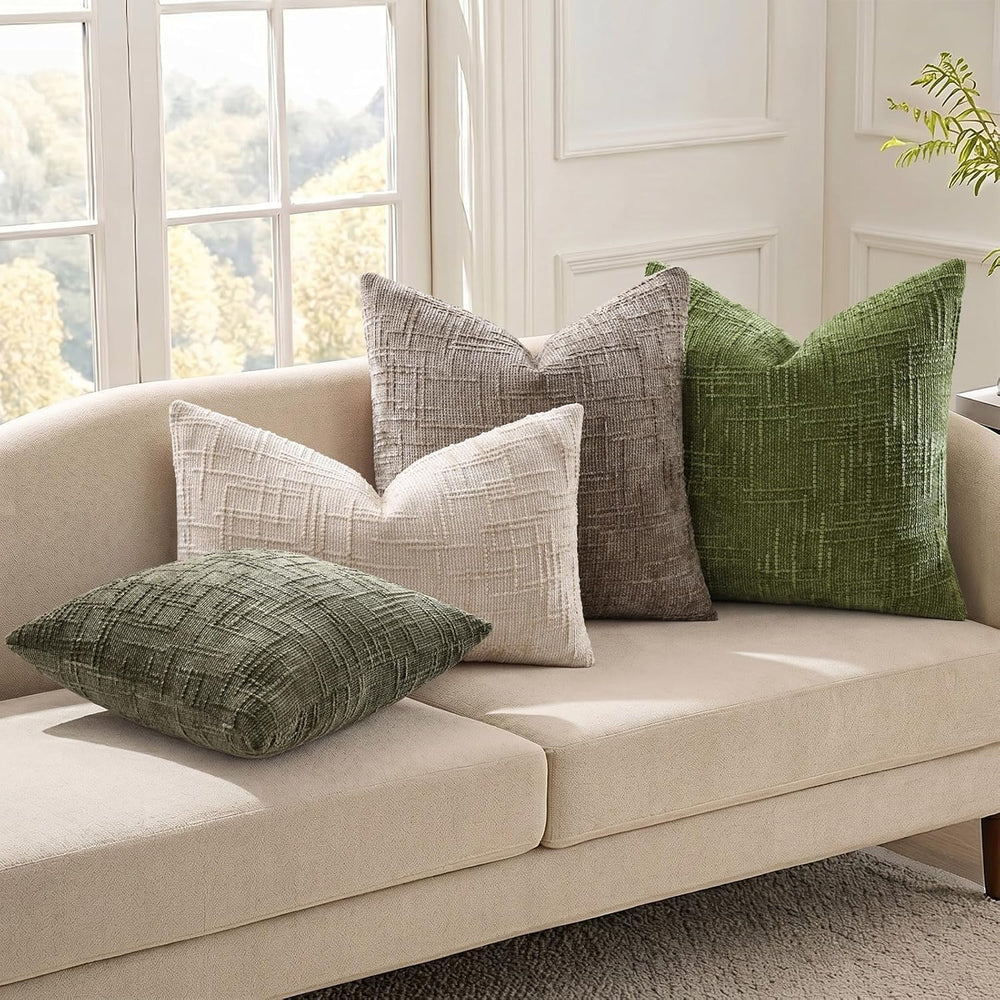 decorUhome Christmas Textured Chenille Throw Pillow Covers 24x24 Set of 2
