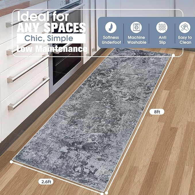 Runner Rug for Hallways Kitchen 2'6"x8' Washable Non Slip: Carpet Non Skid 8ft - Image 2