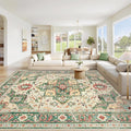 Area Rug 8x10 Washable Rug, Vintage Boho Medallion Rugs Non-Slip Soft Low Pile by VECARF