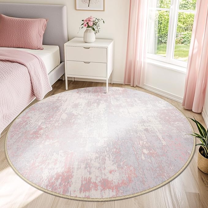 Washable Area Rugs 4ft Non-Slip Modern Abstract Soft by RELEANY