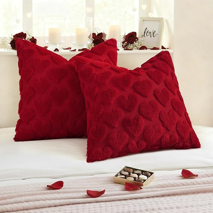 decorUhome Valentine’s Day Soft Plush Throw Pillow Covers 16x16 Inch Set of 2 - Image 3