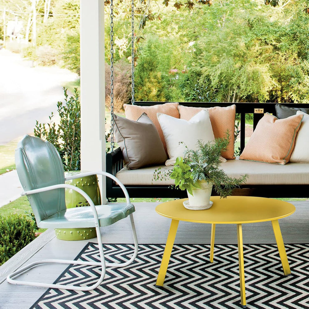 Grand Patio Round Steel Patio Coffee Table, Weather Resistant Outdoor Large S...