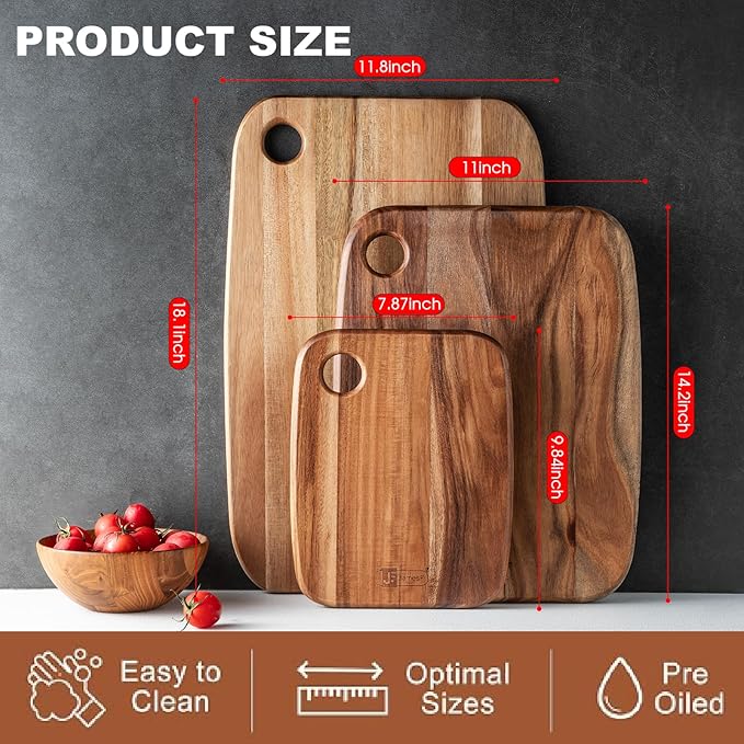 Acacia Wood Cutting Boards Set of 3 - Image 6