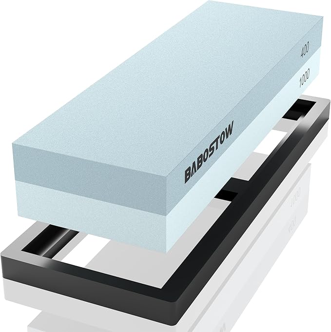 Premium Whetstone Knife Sharpening Stone 2 Side Grit 400/1000 Waterstone & by BABOSTOW