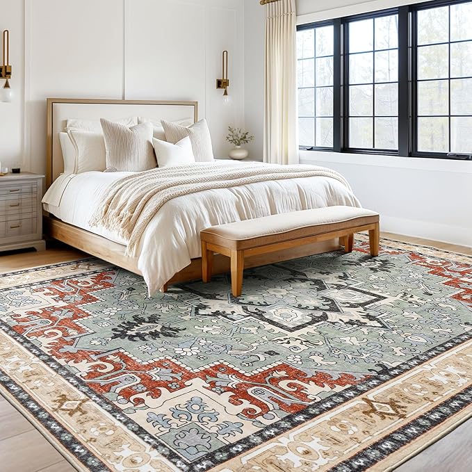 Lofus 6x9 Area Rugs for Living Room, Floral Washable Area Rug for Bedroom - Image 2