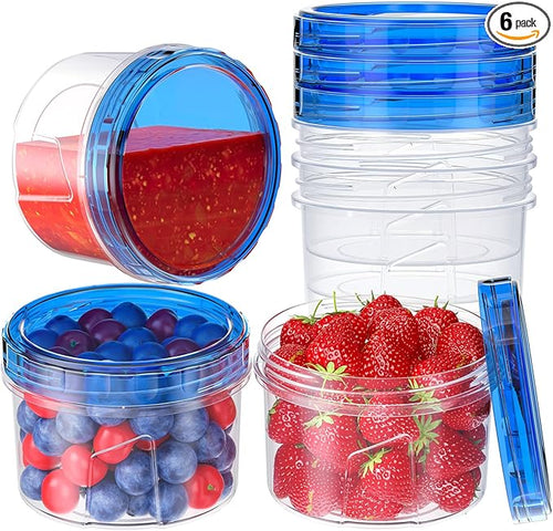 6 Pack-16 OZ Freezer Storage Containers, Small Plastic Containers by HelpYouSaveMoreSpace