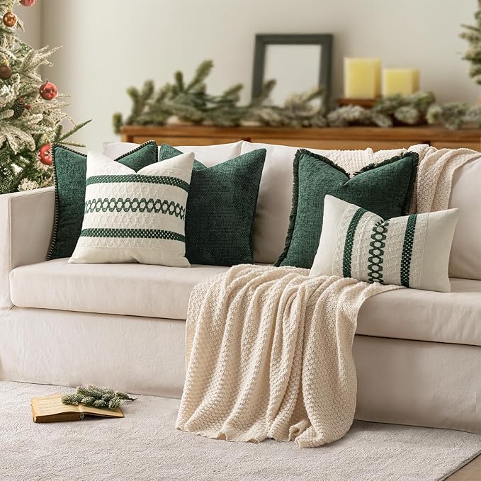MIULEE Pack of 2 Christmas Pillow Covers 16x16 Inch Dark Green Farmhouse - Image 5
