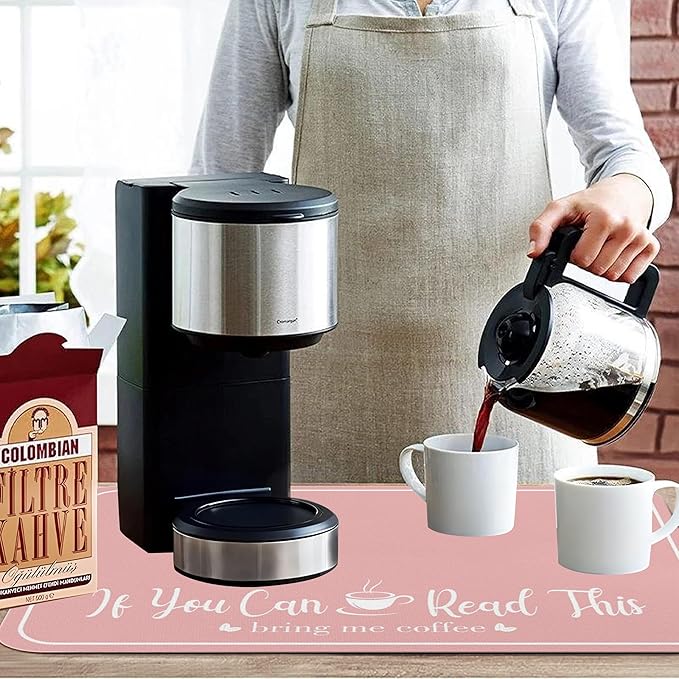 Coffee Bar Mat for Countertops 19inx12in, Absorbent Hide Stain Anti-Slip Cafe - Image 3