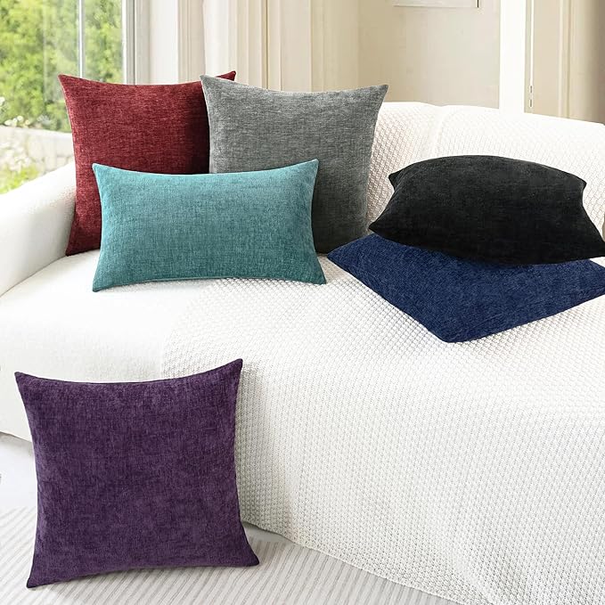 CaliTime Throw Pillow Covers Decorative 26 X 26 Inches Pack of 2 Cozy Chenille - Image 4