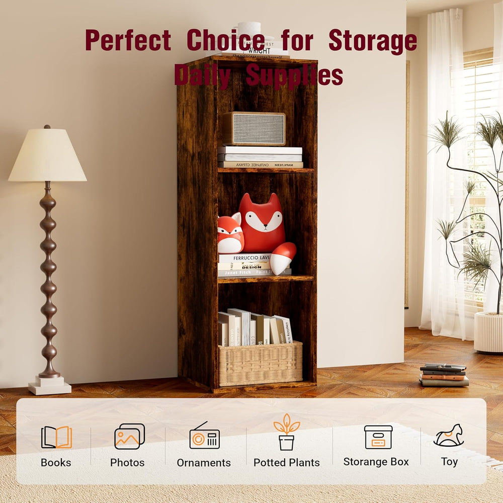 Book Shelf, Wooden Cube Storage Organizer with 11" Open Cubes, Stackable...