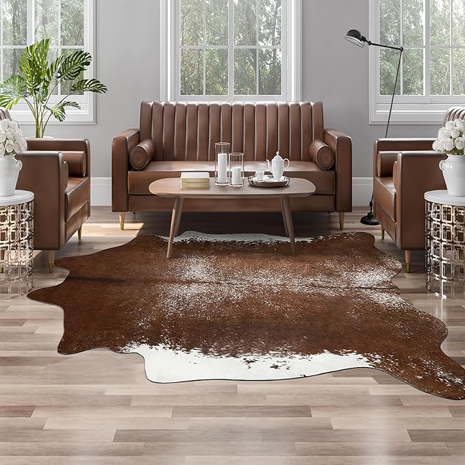 AROGAN Western Decor Faux Fur Cowhide Rug, Large Size Premium Animal Skin Cow by AROGANAREARUG