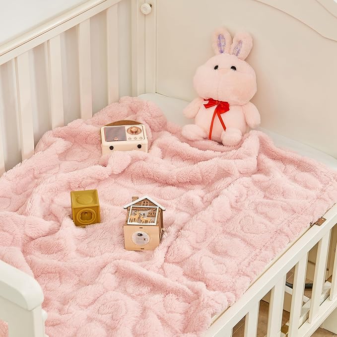 Yurhap Fleece Baby Blanket Heart Checkered Blanket, Ultra Soft Cozy Baby - Image 4