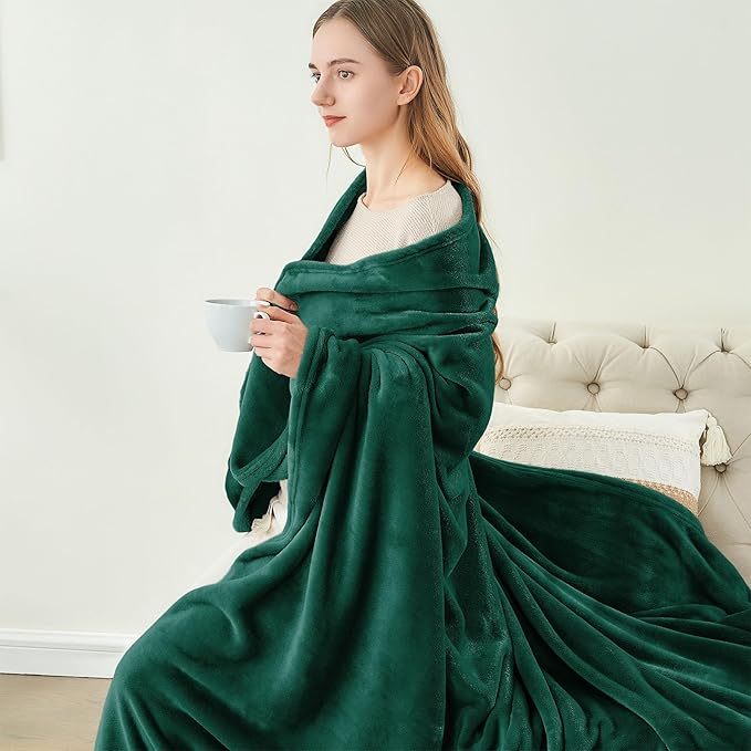 BEDELITE Fleece Blanket Twin Size Forest Green Throw Blankets - Image 4