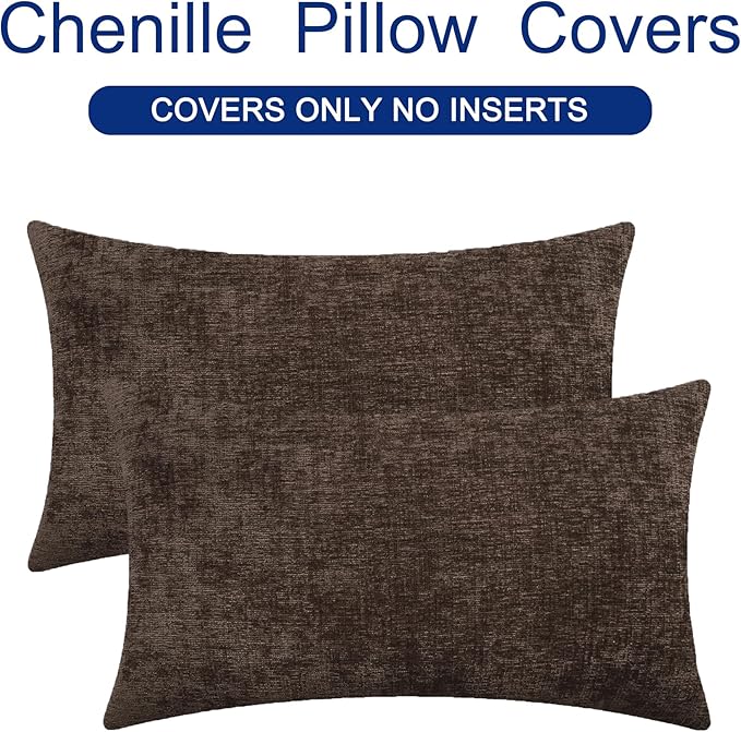 CaliTime Throw Pillow Covers Decorative 16 X 26 Inches Pack of 2 Cozy Chenille - Image 6